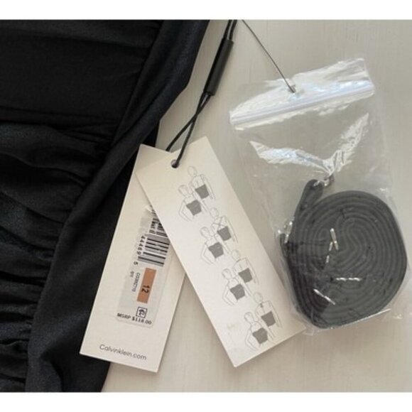 Calvin Klein Shirred Tummy Control Split-Cup Bandeau One Piece Swimsuit Size 12 - Picture 4 of 4